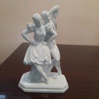 Fehér Herendi porcelán Táncoló pár, táncos pár figura