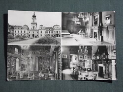 Képeslap,Keszthely,mozaik,Festetics kastély,múzeum,szoba,könyvtár látkép,részlet 1961-