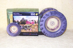 Traktor alakú fémdoboz + traktoros puzzle 550 db