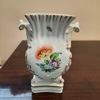 Herendi virágmintás porcelán harmonika barokk váza