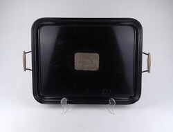 1U388 Old Wooden Tray with Engraved Silver-Plated Insert
