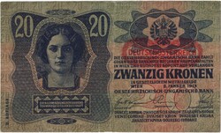 20 korona 1913 osztrák bélyegzés 1.