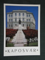 Képeslap,Kaposvár,Sétáló utca,Kossuth Lajos szobor látkép,részlet, 1991-