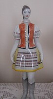 Hollóházi Népviseletes Lány Porcelán Figura !
