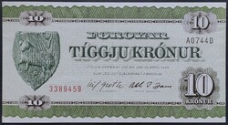 Ritka! Feröer Szigetek / Feroe Islands 10 Krónur / Korona 1974.