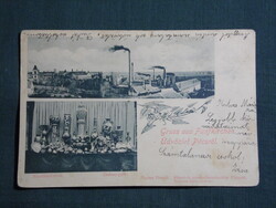 Képeslap,Pécs,Zsolnay porcelángyár,Majolika Fabrik,Fischer Henrik kereskedés kiadás Pécs,1899- ,zöld