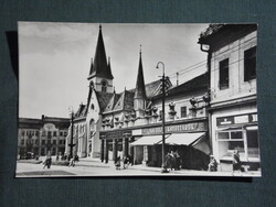 Képeslap,Kaposvár,Főutca,Sétáló utca,üzletek,templom látkép,részlet, 1957-