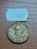 DOMINIKA DOMINICA 1 PESO 1992  Juan Pablo Duarte, Sárgaréz  311