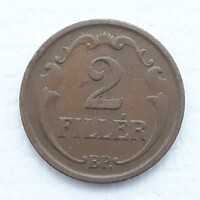 2 Fillér 1939 érme, réz fémpénz - Magyarország 2 Fillér 1939 pénzérme