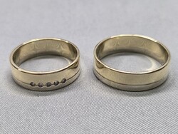 14 K fehér és sárga arany jegygyűrű pár 10,74 g