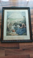 Révész Imre színezett rézkarc