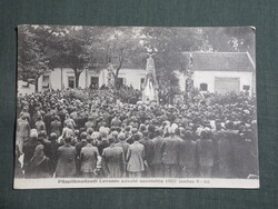 Képeslap,Püspöknádasd,Mecseknádasd,Levente zászló szentelés,emlékmű,tűzoltó szertár,1927-