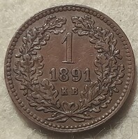 Ferenc József  1 krajcár 1891 KB .