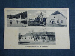 Postcard, Hungary, Sikonda, school, Holy Trinity statue, Ant cooperative store edition, 1940-