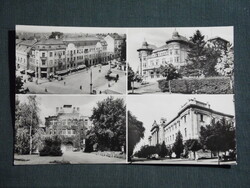 Képeslap,Kaposvár,mozaik,Kossuth ter,színház,iskola,szálló,utca látkép,részlet, 1960-