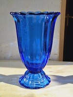 Art-deco STILUSÚ (revival) BOHEMIA GLASS  cimkés ÜVEG-VÁZA-JOSEPH HOFFMANN IHLETTE!