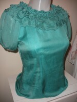 100% selyem blúz, zöld