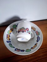 Retro alföldi autós-fás tányér és bögre