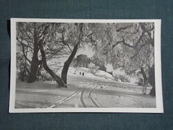 Képeslap,Galyatető,SZOT,SZTK gyógyüdülő,Nagyszálló,park,téli látkép,részlet, 1950-