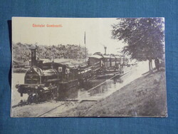 Képeslap,Gombos,Богојево,Bogojevo,Gőzkomp Gombos és Erdőd között,gőzmozdony,Tippl Józsefné kiad,1910