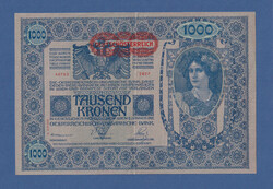 1000 Korona 1902 Deutschösterreich bélyegzéssel Hátoldalon Ornamentika II. Kiadás ( 2. Auflage) EF