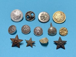 Régi díszgomb katonai gomb katona bronz csillag