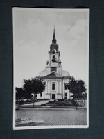 Képeslap,Gyula,Róm. kat templom látkép,részlet,Scheibert Lajos dohányáruda Gyula kiadás, 1930-
