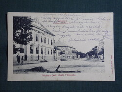 Képeslap,Kiskunhalas,Főutca keleti oldal,Városháza,Práger F. kiadás kiskunhalas,1910-