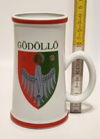 Hollóházi "Gödöllő" címeres porcelán korsó (3387)
