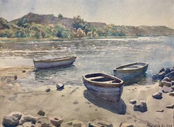 Lajos Mendlik - Boats on the Danube