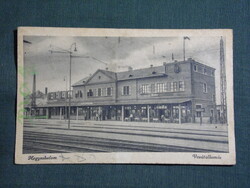 Képeslap,Hegyeshalom,vasútállomás,pályaudvar látkép,részlet,Aigner Lajos Bp. kiadás,1940-