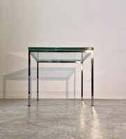 Mid-century Modern Glass and Chrome Florence Knoll Style Side Table