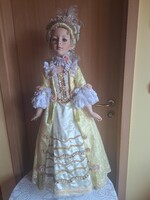 Tartóval  kb: 95 cm, Porcelànbaba,  Művészbaba, Àlomszèp Barokk Dàma