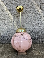 Rózsaszín Art Deco mennyezeti lámpa - réz vintage design Bauhaus csillár üveg