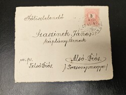 1899-es 5 kr bélyeg levélen Szakolcza