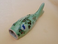 Porcelán Celadon mázas párologtató - fali váza Hal forma Hossza 27cm ponty - kézimunka