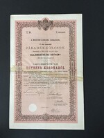 Magyar Korona Országai Járadékkölcsön Államadóssági Kötvény 1 000 Koronáról 1900.