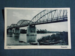 Képeslap,Barcs,Dráva híd látkép részlet,Gut Béla kereskedő kiadás ,1925-  ,zöld,