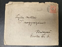 1895-ös 5 kr bélyeg levélen Budapest Főposta