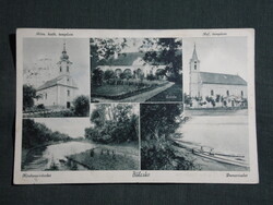 Képeslap,Bölcske,mozaik,Ref. templom,zárda,Kisduna,duna részlet,Barasits Bp. kiadás ,1930-  ,zöld,