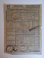 ZA613.14 Régi irat díjjegyes illetékbélyeggel 1948  FUVARLEVÉL -Vasút -Szeged MÁV Miskolc