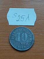 NÉMET BIRODALOM DEUTSCHES REICH 10 PFENNIG 1919 Cink, II. Vilmos  S251