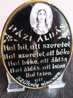 Házi áldás réz keretben, gyönyörű Mária-arc