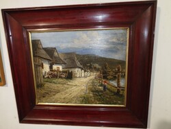 Sztankován,Liptó megye,1907. Vladár Ernő (1875-?) csodálatos,eredeti,ritka antik olajfestménye.