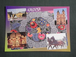 Képeslap,Kalocsa,mozaik,Főszékesegyház,Bazilika,Érseki palota,népviselet,népművészet, 2000-