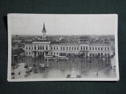 Képeslap,Óbecse,Opština Bečej,Községháza,Szent István tér,piac,autóbusz,Radoszávlyevits kiadás, 1940