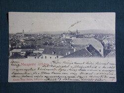 Képeslap,Veszprém,Városi látkép madártávlatból,Pósa Endre Veszprém kiadás,1901-