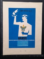 Plakátterv, Szakszervezeti világszövetség, 1964 Varsó, vegyes technika