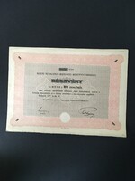 Hazai Általános Biztosító Részvénytársaság Részvény 1927.