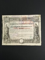 Pesti Hazai Első Takarékpénztár Egyesület Részvény 1890.